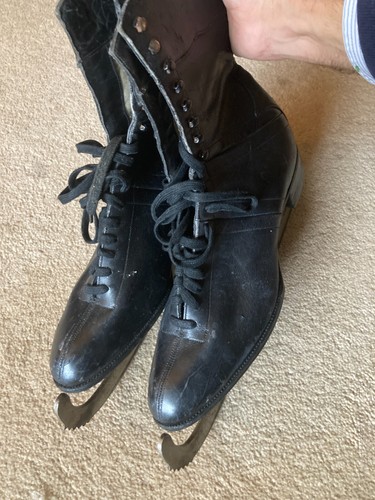 Vintage leder schlittschuhe - vintage,